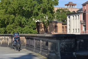 Bike Parked on a Bridge